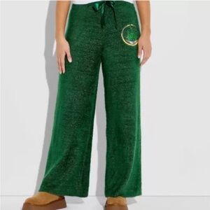 🌟 Wicked X Katie Kime Plush Wide Leg Sweatpants With Emerald City Embroidery 💚
